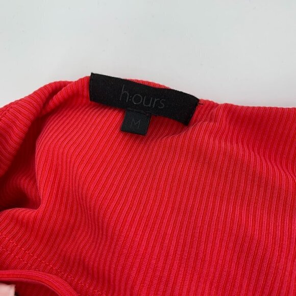 H:ours Niall midi dress red strappy kni ribbed bodycon one shoulder Medium - Picture 5 of 5